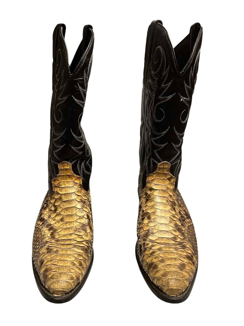 ACME Men's Black & Snakeskin/Python Exotic Leather Western Boots 11.5D
